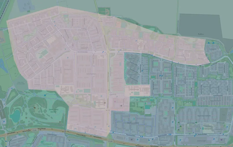 Karta över vilka kvarter som påverkas av värmeavstängning
