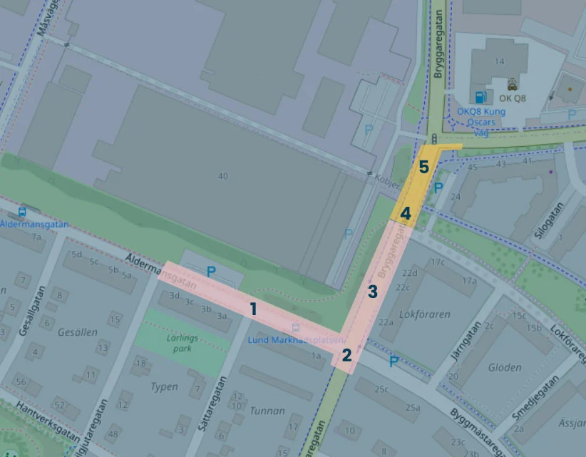 Karta &ouml;ver gr&auml;varbeten vid V&auml;sterbro i Lund