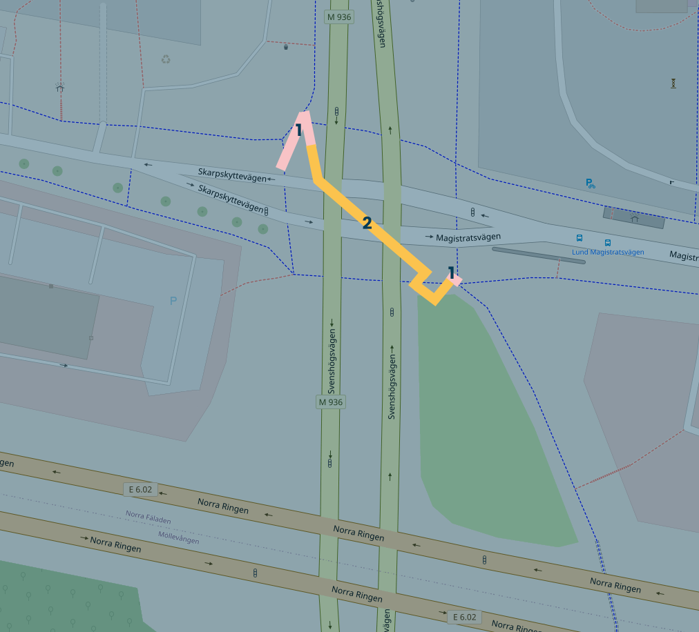 Karta &ouml;ver gr&auml;varbete vid Norra F&auml;laden i Lund